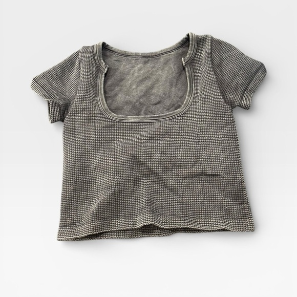 Altar'd State Tops - Altar’d State Gray Square Neck Waffle Women’s T-Shirt Size Medium